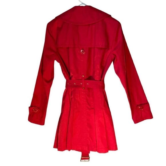 Kenneth Cole New York Short Red Trench, Small. Gold hardware. Elegant preppy - Picture 11 of 12